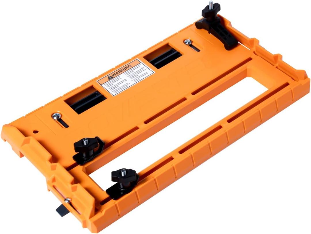 POWERTEC Universal Circular Saw Track Plate Compatible with Most Track Saw Guide Rails and Straight Edge Clamps, Tool-Free Mounting System, Adjustable Fence for Fast and Accurate Cuts (71993)