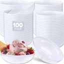 Newtay 49 Pcs Plastic Bowls 14 oz Disposable Heavy Duty Rim Soup Bowls for Weddings Parties Dinners, Thanksgiving Christmas and Everyday Use (Pure White)