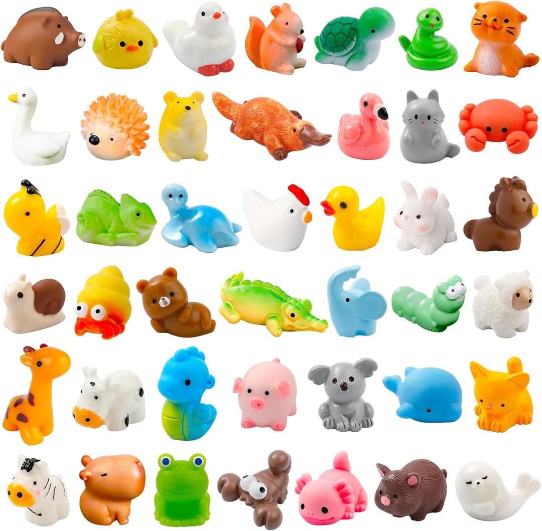  Pcs Mini Resin Animals,  Styles Resin Animals Figurines Bulk for Fairy Garden Miniature Dollhouse Accessories Hide Crafts Decor