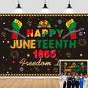 Happy Juneteenth 1865 Freedom Day Backdrop African American Emancipation Day Photo Booth Background Banner for Juneteenth Party Decoration Red Green Yellow Patriotic Holiday Party Decor (8X6 FT)