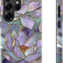 Esdot for Samsung Galaxy S25 Ultra Case - Wireless Charging Compatible  Dual-Layer Soft Silicone + Hard Shell - Wildflower Design - Protective Phone Cover for Women Girls - Abstract Lotus