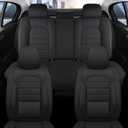 Car Seat Covers Full Set, 5Pcs Universal Leather Seat Covers for Cars, Waterproof Front and Rear Seat Covers Breathable Automotive Vehicle Seat Cover for Most Trucks, SUVs, Sedans, Black