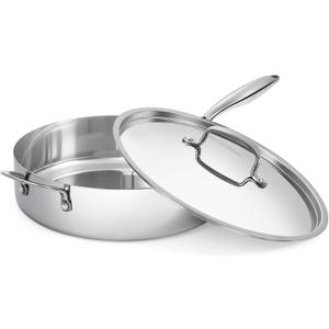 12 Inch Stainless Steel Frying Pan with Lid, Tri-ply Stainless Steel Saute Pan 5.5 QT, PFOA & PTFE Free Induction Compatible Cooking Skillet, Dishwasher & Oven Safe Up to 600 Large Capacity Cookware 12 Inch Stainless Steel Frying Pan with Lid, Tri-ply Stainless Steel Saute Pan 5.5 QT, PFOA & PTFE Free Induction Compatible Cooking Skillet, Dishwasher & Oven Safe Up to 600 Large Capacity Cookware