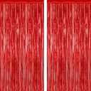 2 Pack Red Tinsel Backdrop, 3.28 FT x 7.05 FT Fringe Curtains, Red Foil Tinsel Party Streamer Backdrop Curtains for Valentines Day, Wedding Photo Backdrop Party Decorations for Wedding Anniversaries