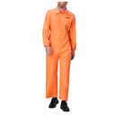 iTranyee Adult Halloween Prisoner Costume Long Sleeve Orange Prison Jumpsuit Unisex Fancy Inmate Jail Uniform Party Outfits.S