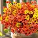2 x 12 Bundles Artificial Fall Flowers for Outdoors Faux Plants Fake Mums Silk Flower for Outside Home Planter Window Porch Patio Front Door Decoration (Orange Yellow)