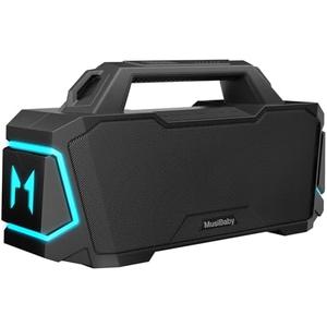 Bluetooth Speaker,Musibaby M1 Portable Bluetooth Speakers:Loud Stereo Sound with Subwoofer,Deep Bass,IPX6 Waterproof,Wireless Speaker with BT5.3,Dual Pairing,20H+ Playtime for Outdoor,Beach(Blk)
