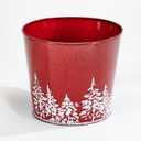 Worth Imports Red Galvanized Metal Christmas Planter Bucket with Tree Design, 10.5" Height, 12" Diameter, Set of 2