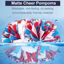 6Pcs Cheerleading Pom Poms Matte Metallic Foil Cheer Pompoms with Baton Handle, Kids Adults Team Spirit Cheering Stuff for Sports Games Carnival