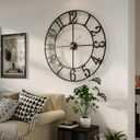 Cuspin 36 Inch Wall Clock, Large Wall Clock Decorative for Living Room, Arabic Numerals Non Ticking Battery-Operated Metal Round Modern Black Wall Clocks for Kitchen, Bedroom, Dining Room, Office