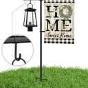Garden Flag Stand Holder with Shepherd Hooks for 12 x 18 Flag, 51 Inch Height with 3/4 Inch Extra Thick Heavy Duty Garden Flag Pole with 4 Prong Base for Outside Home Yard Patio Decor