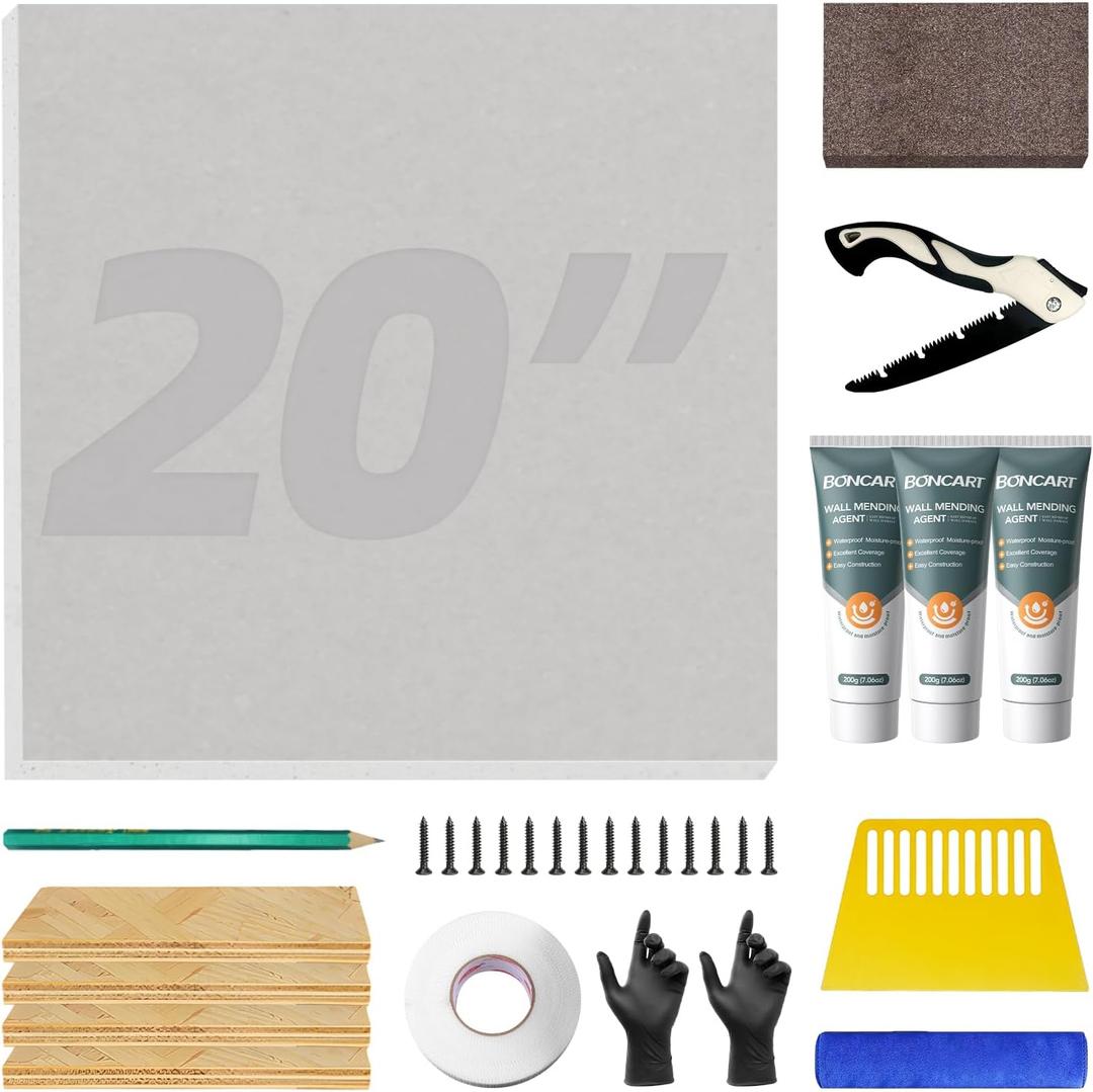 Drywall Repair Kit,Drywall Repair Panel 20 x20,Drywall Patch Kit for Large Hole,Sheetrock Repair Kit,Wall Surface Large Hole Fill Quick and Easy Solution