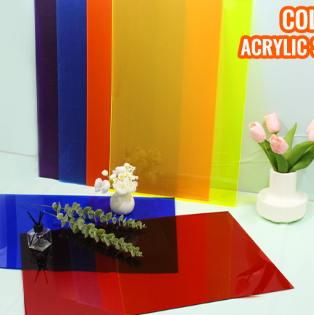 Cranviech 4 Pack Translucent Colored Cast Acrylic Sheets, Cast Plexiglass Sheet 15.7" x 23.6" x 0.11" Plastic Sheet for Sign DIY Display Projects Photo Frame Craft Handcraft Painting