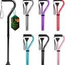 BeneCane Walking Cane for Men & Women Adjustable Cane with Offset Soft Cushioned Handle -Portable Lightweight Sturdy Mobility Walker Aid for Elderly, Seniors Collapsible Cane (Black)