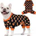 KYEESE Halloween Dog Pajamas for Small Dogs Boy Girl Adorable Pumpkin Dog Pjs Pet Onesie 4 Legs Doggie Jammies Stretchable Festival Doggy Clothes Halloween Costumes,X-Large
