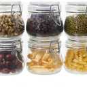 6 Pack 17 oz Glass Jars with Airtight Lids  Food Storage Containers with Preserving Seal Wire Clip Fastening, Glass Canisters for Kitchen Canning Flour, Cereal, Sugar, Beans (17oz*6)