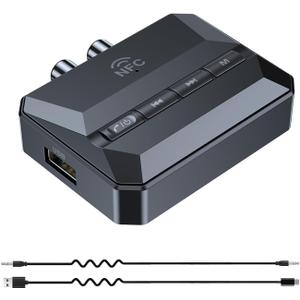 5.3 Home Stereo Bluetooth Receiver, Bluetooth to RCA/AUX Adapter, RCA Audio Adapter with NFC Function, Support USB Drive and TF Card Music Playback, Use on Old Speaker Devices.