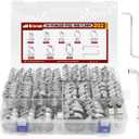202PCS Hose Clamp Assortment, 1/4-2(6-51mm) Adjustable Stainless Steel Worm Gear Clamps for Plumbing, Pipe, Fuel Line, Automotive, Garden and Mechanical Applications
