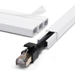 ZhiYo Cord Hider Wall for One Cord, 68in Cord Covers for Wires on Wall, Easy Install Cable Cover Wall, Cable Raceway White Hide Cords, Cable Hider Cord Management Wall, 4X L17in W0.6in H0.4in