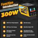 300W Power Voltage Regulator Compatible with Dewalt 20V Battery, 2V-30V Voltage Regulator with 1 DC Voltage Regulating Socket, 1 USB Ports & 140W Type-C Fast Charging, 15W Magnetic Wireless Charging