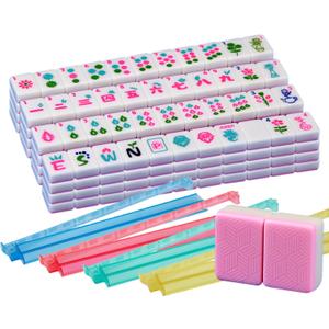 Pink Mahjong Tile Set with 4PCS Mahjong Racks with Pushers