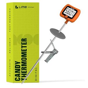 Digital Candy Thermometer with Pot Clip, 10" Long Stainless Steel Probe, Instant Read Kitchen Thermometer for Cooking, Baking, and Candy Making