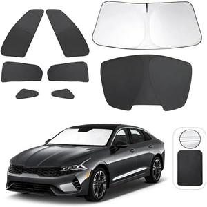 8PCS Windshield Sun Shade Custom Fit for 2021-2024 2025 Kia K5, GT-Line, GT, Sedan Accessories Foldable Sunshade Side Rear Window Shade Cover Full Set Privacy Protection Keeps Car Cool