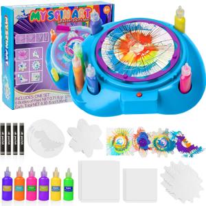 Spin Art Machine Variable Speed, Battery Operated Spinner - Paint Spinner with Splatter Guard, Washable Paint, Spin Art Kit, Art Design Card, Stem Toys, Kid Arts and Crafts, Girls Boys
