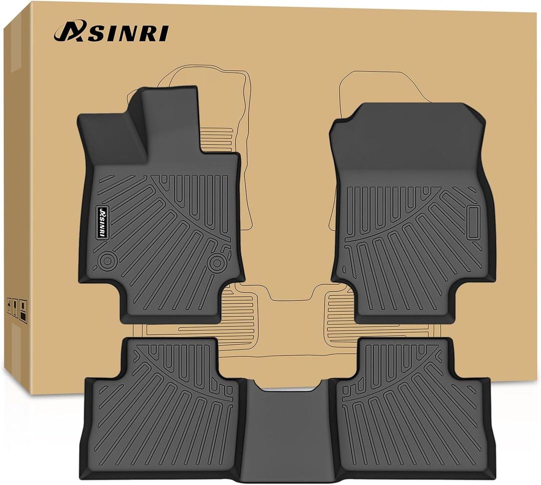 Floor Mats for Toyota RAV4 2019-2025 (Include Hybrid), All Weather TPE Car Custom Fit Toyota RAV4 Accessories, (Front & 2nd Row), Odorless Anti-Slip Floor Liners