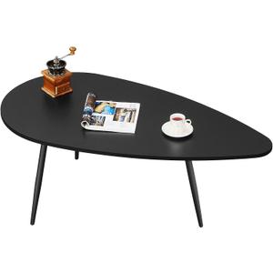 SAYGOER Black Small Coffee Table Modern Oval Coffee Tables Retro Center Table for Small Space Mid Century Coffee Table Rustic Accent Table for Living Room Home Office, Easy Assembly, 22.2"D x 42.5"W x 17.1"H