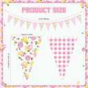 Gilprop 5 Pcs 49 ft Lemon Gingham Banner Pink Yellow Lemonade Checkered Party Decoration Summer Fruit Pennant Garlands Paper Triangle Flag for Bridal Baby Shower Wedding Birthday Party Supplies