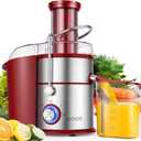 KOIOS 1300W Centrifugal Juicer Machine, Juice Extractor with Extra Large 3 Inch Feed Chute, Full Copper Motor, Titanium-Plated Filter, High Juice Yield, 3 Speeds Mode, Brush Included, Non-BPA, Red