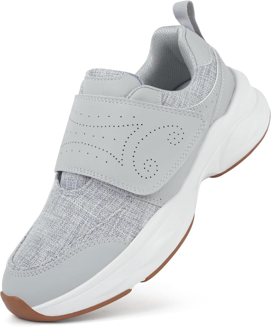 Women Orthopedic Diabetic Walking Sneakers Edema Shoes for Swollen Feet, Size 8,  Light Grey)