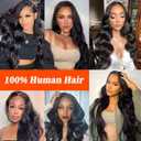 13x4 HD Lace Frontal Only,12A Unprocessed Virgin Body Wave Human Hair Frontal 0.10mm Ultra Thin Invisible Lace Natural Black (12 Inch, Body Wave)