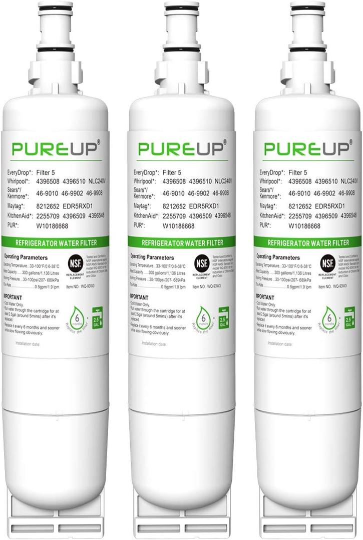 4396508 EDR5RXD1 Refrigerator Water Filter, Replacement for W-hirlpool 4396508, 4396510, 4392857, Refrigerator Water Filter, K-enmore 46-9010, NLC240V, E-veryDrop Filter 5, 3 Pack