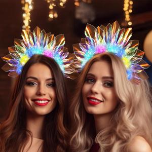 2PCS LED Headbands Light Up Headband, Glow In The Dark Party Supplies, Glow Party Supplies for Women & Girls, Light Up Party Favors Flashing Hair Band for Raves, Halloween, Christmas, Night Events