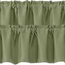 Chyhomenyc Sage Green Valances for Window, Room Darkening Short Curtains for Kitchen Bedroom Living Room, Rod Pocket Top Small Window Treatment Valance RV Bunk Panels, 60" Wx18 L, 2 Pieces