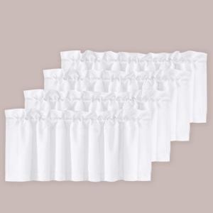 H.VERSAILTEX White Curtain Valances for WindowsRoom Darking Kitchen Valances for Living Room/Bedroom/Bathroom Short Window Privacy Decorative Rod Pocket,52" W x 18" L,4 Panels