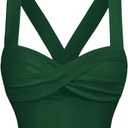 GORGLITTER Women's Twist Front Cami Crop Top Strappy Sleeveless Tank Top (Large, Dark Green)