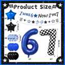 6 7 Birthday Decorations Six Seven Theme Birthday Party Decor Happy Birthday Decoration Funny 6 7 Meme Party Supply with I was 6 Now I'm 7 Banner 6 7 Balloon Blue Black and Checkered Balloons