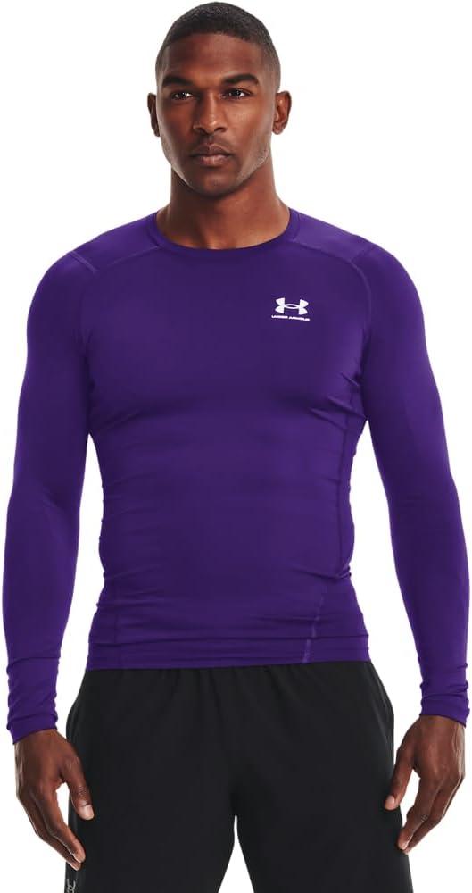 Under Armour Men's HeatGear Compression Long-Sleeve T-Shirt (Medium, Purple (500)/White)
