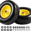 ACEBRI 13x5.00-6 Flat Free Lawn Mower Tire and Wheel, 13x5.00-6 Solid Front Tires for Zero Turn Mower, 4 Ply Tubeless Lawn Mower Tires, with 1/2" 1/4" 3/4" 5/8" Bushings, 3.25"-4.8"Centered Hub, 2PCS