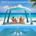 Beach Cabana-6.6x6.6Beach Canopy with Side Wall,Portable Umbrella Tent with Sand Pockets for Family & Friends,Easy Up Beach Sun Shelter for Outdoor Patios,Backyards,and Camping,Blue