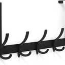 Over The Door Hooks for Hanging, Over The Door Hanger, Over The Door Towel Rack for Bathroom with 5 Triple Coat Hooks, Bathroom Towel Holder Towels Hanger (Black, 1 Pack)