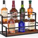 THYGIFTREE Liquor Bottle Display Shelf 2 Tier Rack Holder Bar Shelf Stand for Whiskey Risers Organizer Kitchen Countertop (1-pack)
