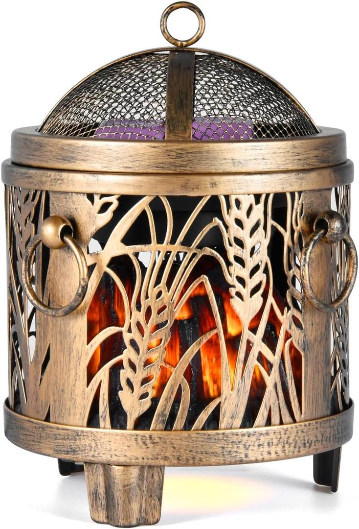 Golden Wheat Wax Warmer, Flameless Candle Warmer for Home Office Decor, Safe for Scented Wax Melts, LED Glow, Energy-Saving Gift for Women Mom Housewarming
