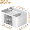 Marbrasse Pen Organizer with 2 Drawer, Multi-Functional Pencil Holder for Desk, Desk Organizers and Accessories with 5 Compartments + Drawer for Office Art Supplies (White)
