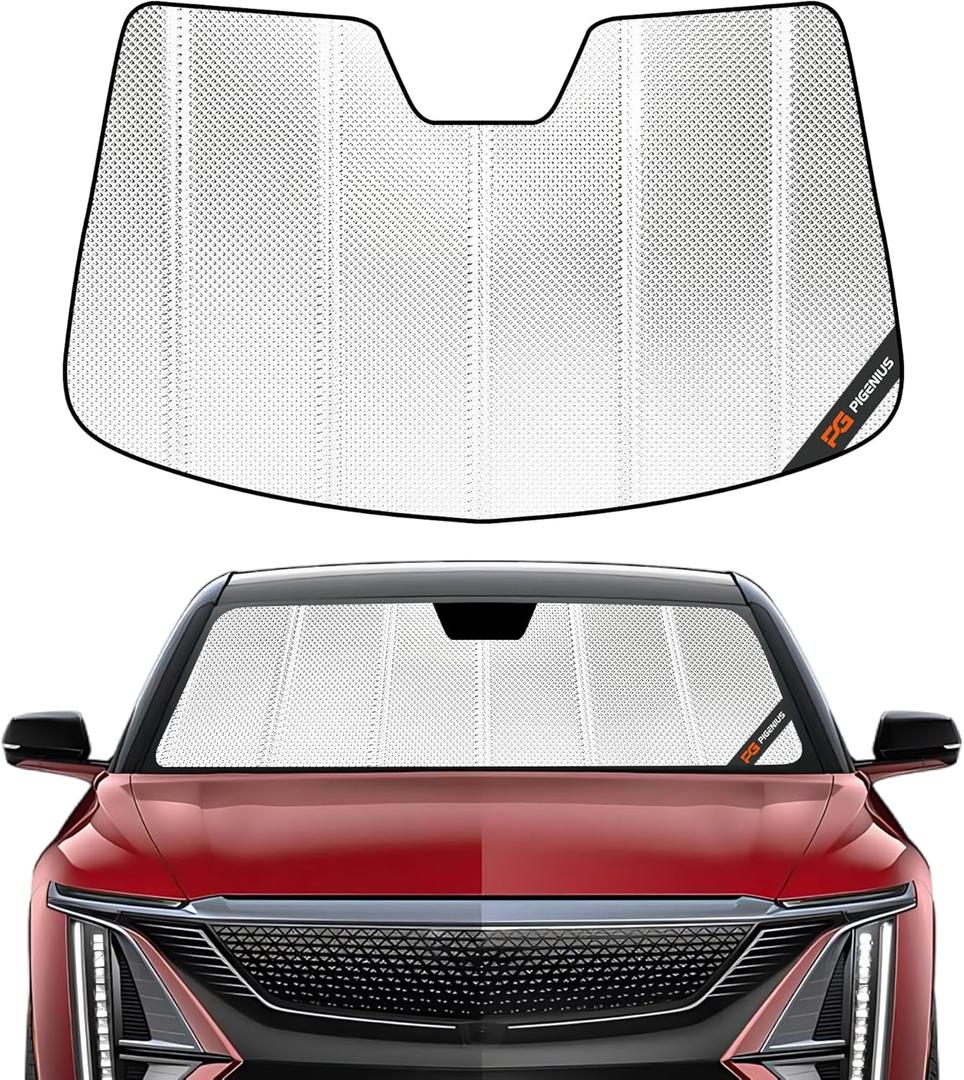 Windshield Sun Shade for Cadillac Lyriq 2023-2025. Reflective Aluminum Film Front Window Sunshade - BLAZBLOCK