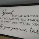 RLWangChao Holy Spirit You are Welcome Here Wall Decor Art 40x15 Inch Large Christian Song Bible Verse Plaque Wood Framed Sign Living Room Scripture Quote Religious For Office Wall Hanging (Black)