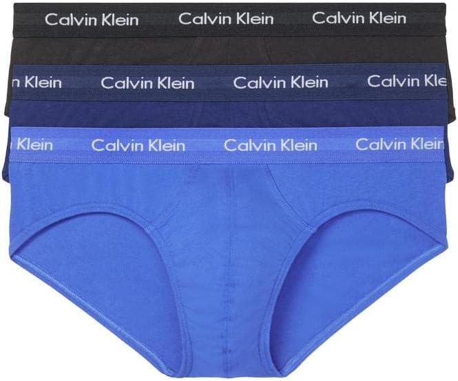 Calvin Klein Men's Cotton Stretch 3-Pack Brief (Medium, 1 Black/ 1 Blue Shadow/ 1 Cobalt Water)